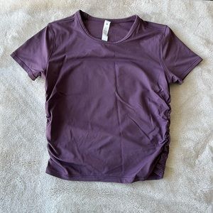 lululemon purple cropped ruched side top